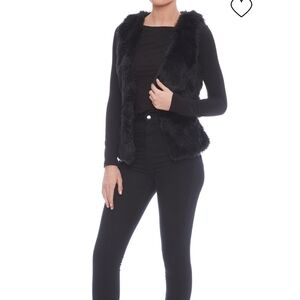 𝅺LOVE Tree Faux Fur Cozy Black Vest Women's Soft size Midium